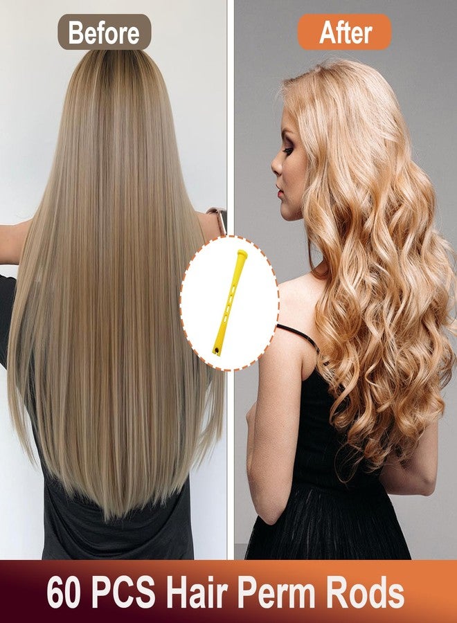 Coufce 60 Pcs Perm Rods 0.28" Yellow Hair Rollers Cold Wave Rods Long Short Hair Rollers Curling Rods - Image 5